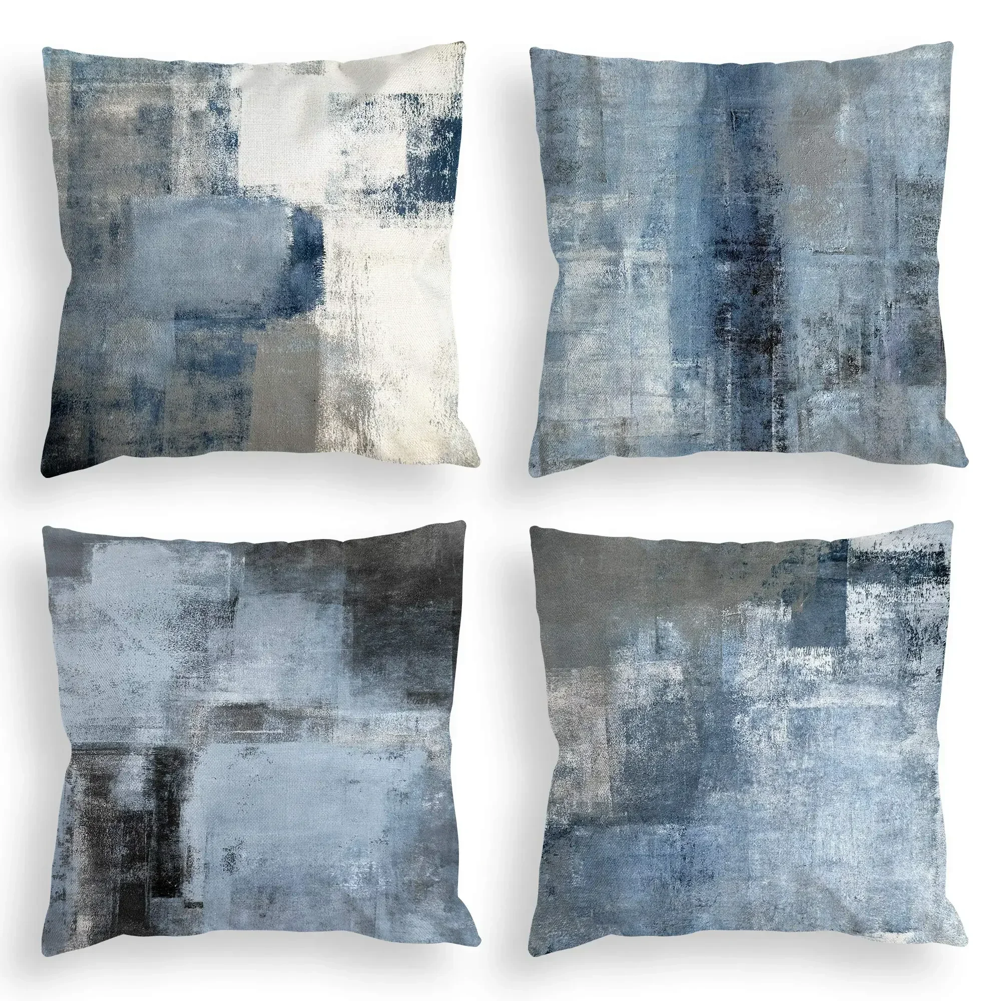 Nordic Blue Grey Abstract Linen Pillowcase Living Room Sofa Cushion Cover 40*40 Home Decoration Pillowcase 60*60 Customizable