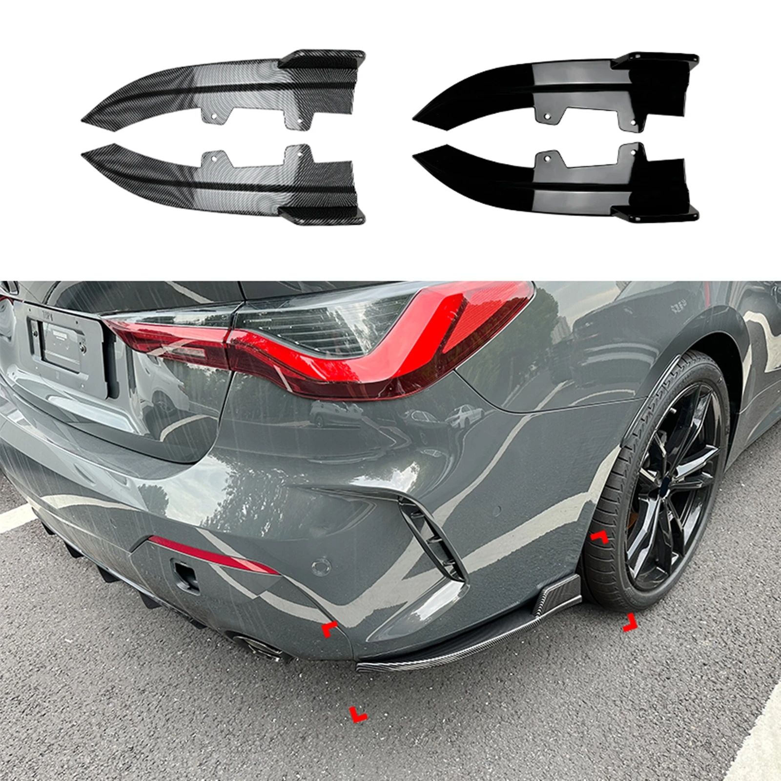 

For BMW 4 Series G22 G23 M Sport 06.2020-2023 Rear Bumper Side Corner Cover Spoiler Trim Boot Splitter Plate Protection