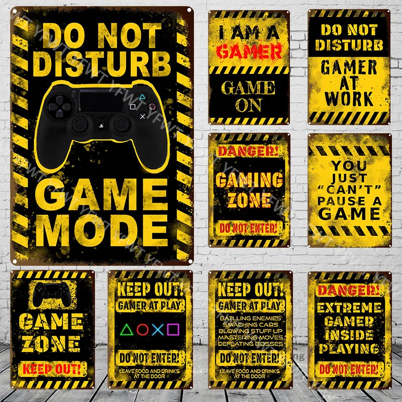 

Gaming World Retro Plaques Metal Tin Signs Garden Decor Computer Wall Stickers Gaming Warning Signs