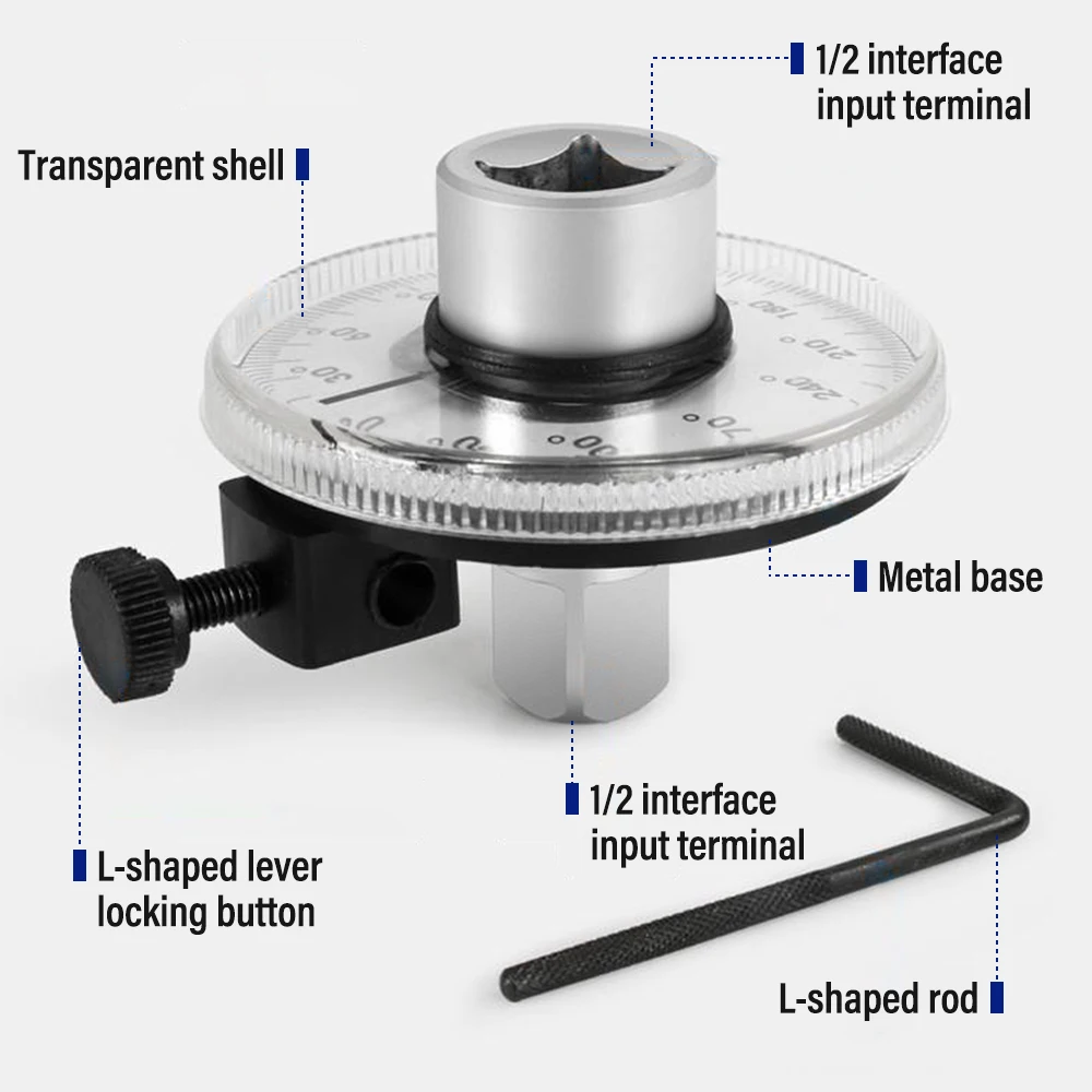 Torque Wrench Torquemeter Adjustable 1/2 Inch Drive Torque Angle Gauge Auto Service Equipment Garage in Degrees Automotive Tools