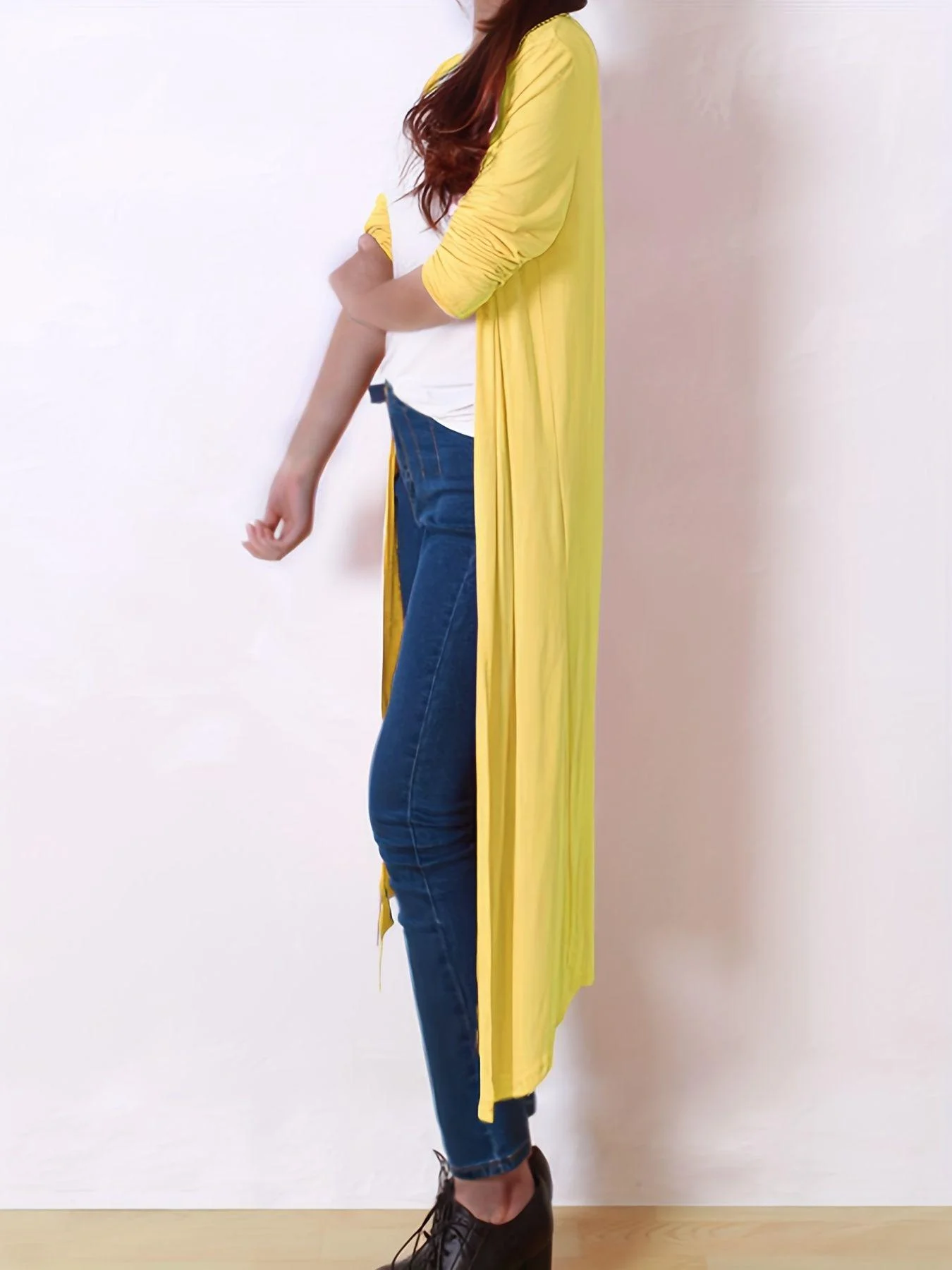 Cardigan long modal grande taille pour femme; vêtements d'été, châle fin de protection solaire, cardigan de climatisation à manches longues.