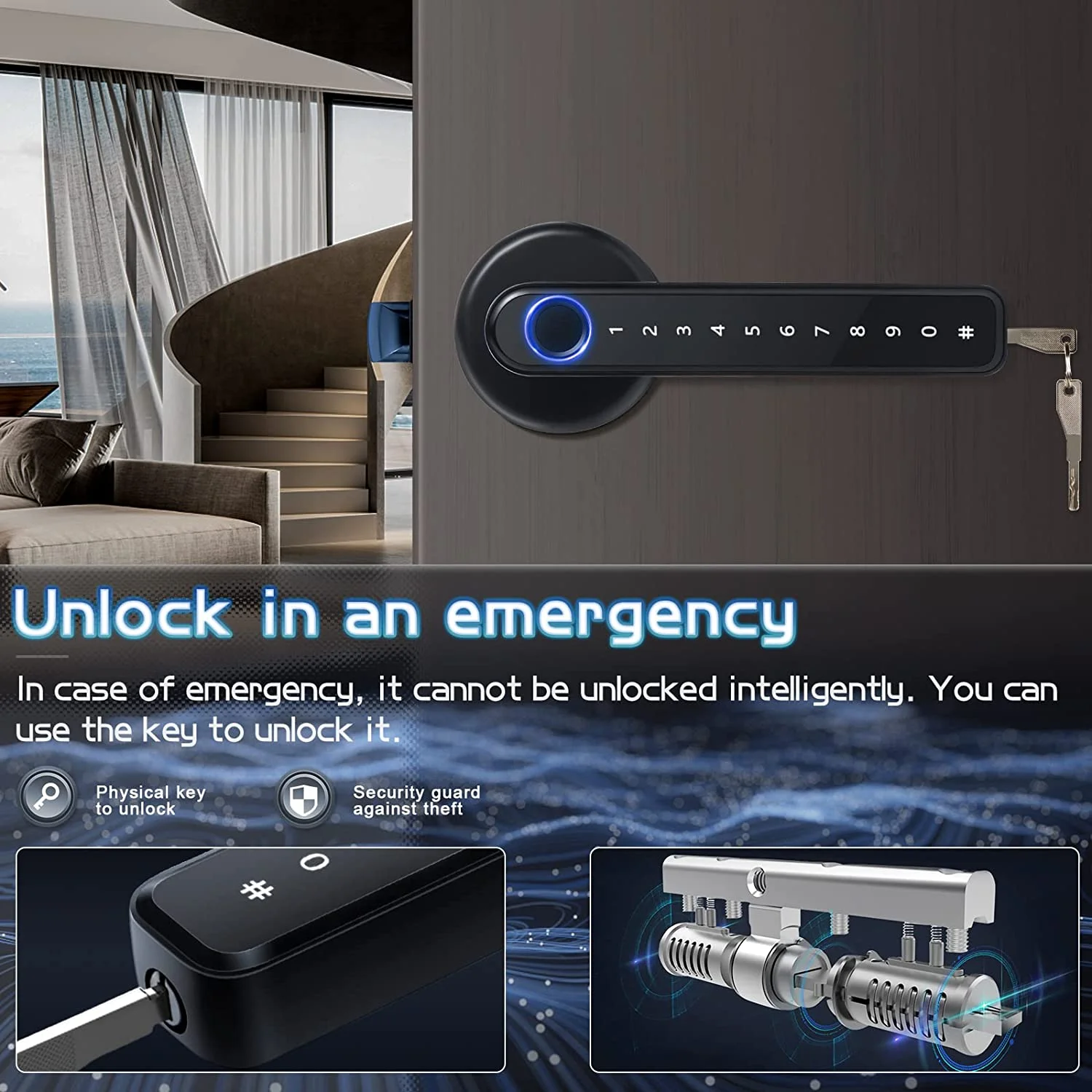 Tuya Smart Door Lock Digital Electronic Fingerprint Lock House Security Protection Door Knob Keyless APP Unlock for Apartment