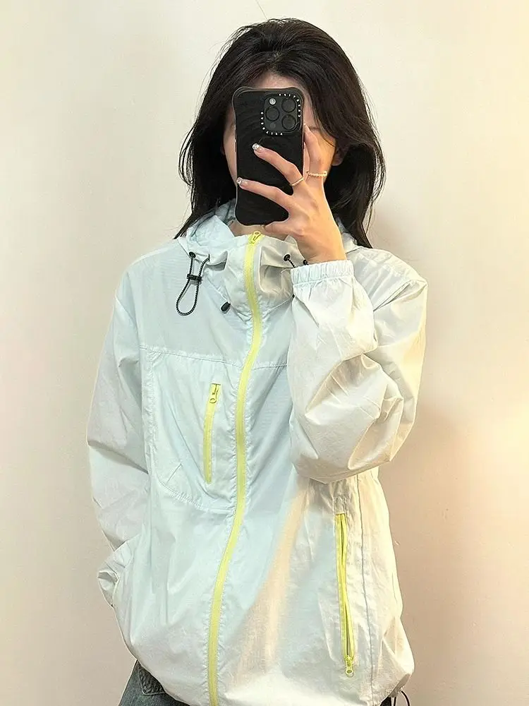 

Unique Sli Lightweight Breathable Loose ex Summer Hat Jaet Faionable Windproof Long Sve Zipper Closure C...