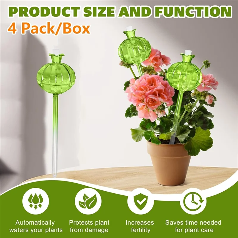 

AEA4-Plant Watering Globes 4Pack Self Watering Planter Insert For Indoor & Outdoor Plants Automatic Plant Watering Bulbs