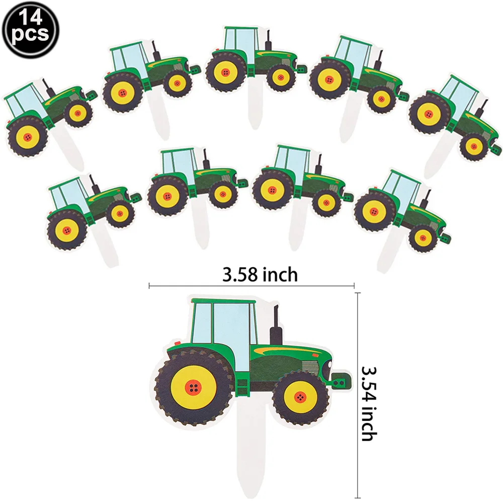 Tractor Cake Topper Green Farm Vehicle Cars Happy Birthday Cake Topper Kids Farm Tractor Themed Party Tractor Cake Decortions