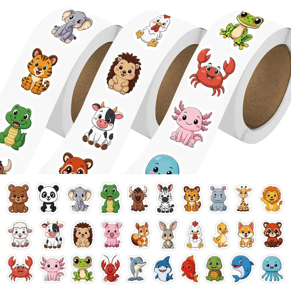 500-1500pcs Adorable Animal Stickers Jungle Farm Ocean Anima