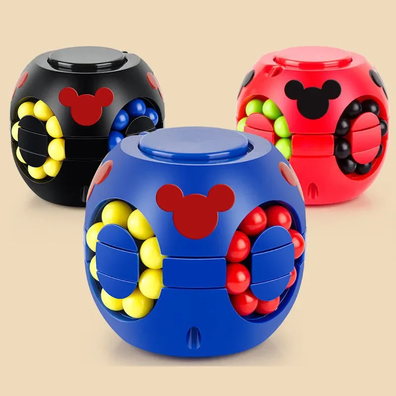 Cube de Haricots Magiques 2 en 1, Rotatif à la Main, Jouets Fidget, Puzzle Anti-Stress, Cadeau pour Enfants, Balle Soulignée, Cadeau de Noël