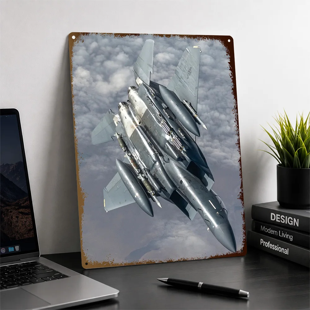 F-15 Strike Eagle Inverted Flight Aluminum Poster Personalized Metal Sign Pilot Heritage Wall Art Made For Aviation Historians