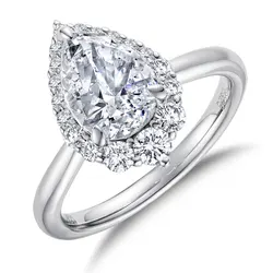 DEZO 2 carat Pear Shaped Moissanite Engagement Ring For Women Genuine 925 Sterling Silver Created Diamond Wedding Promise Gift