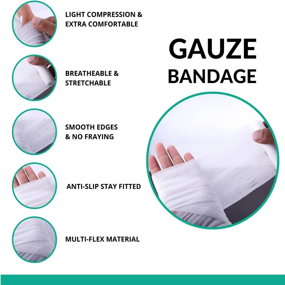 1/3/5/6Roll Expandable Bandage for Fixing Wound Dressings - Easy To Use Cotton Gauze Rolls for Hand Wrap Dressing Ankles & Knees