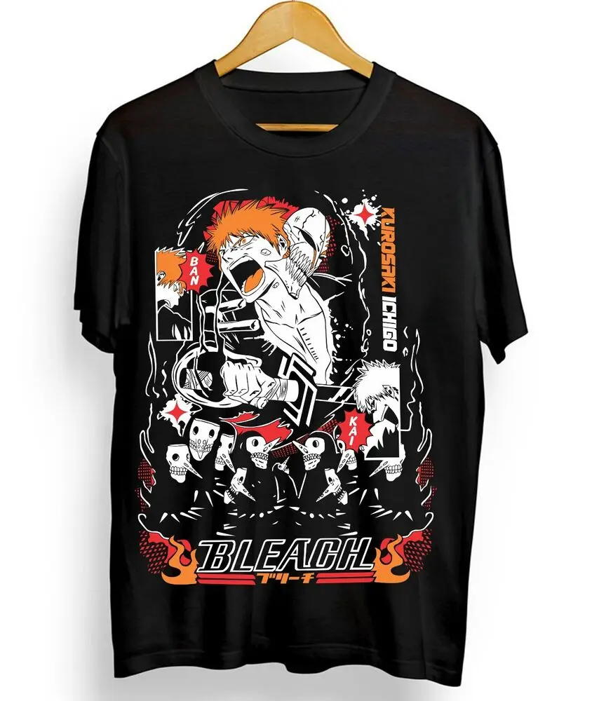 Bleach T-Shirt Zaraki Kenpachi Ichigo Bankai Manga Strip Horror Shirt All Size