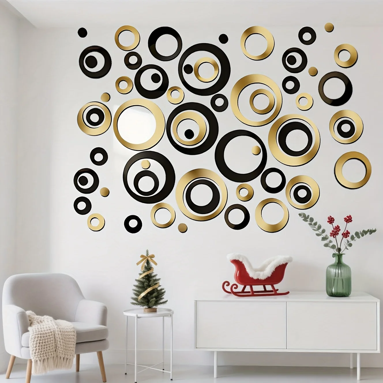 Economical Adhesive Mirror Wall Decals 36PCS Indoor Room Art Living Area TV Background Bedroom Dorm Lease Friendly Home Decor