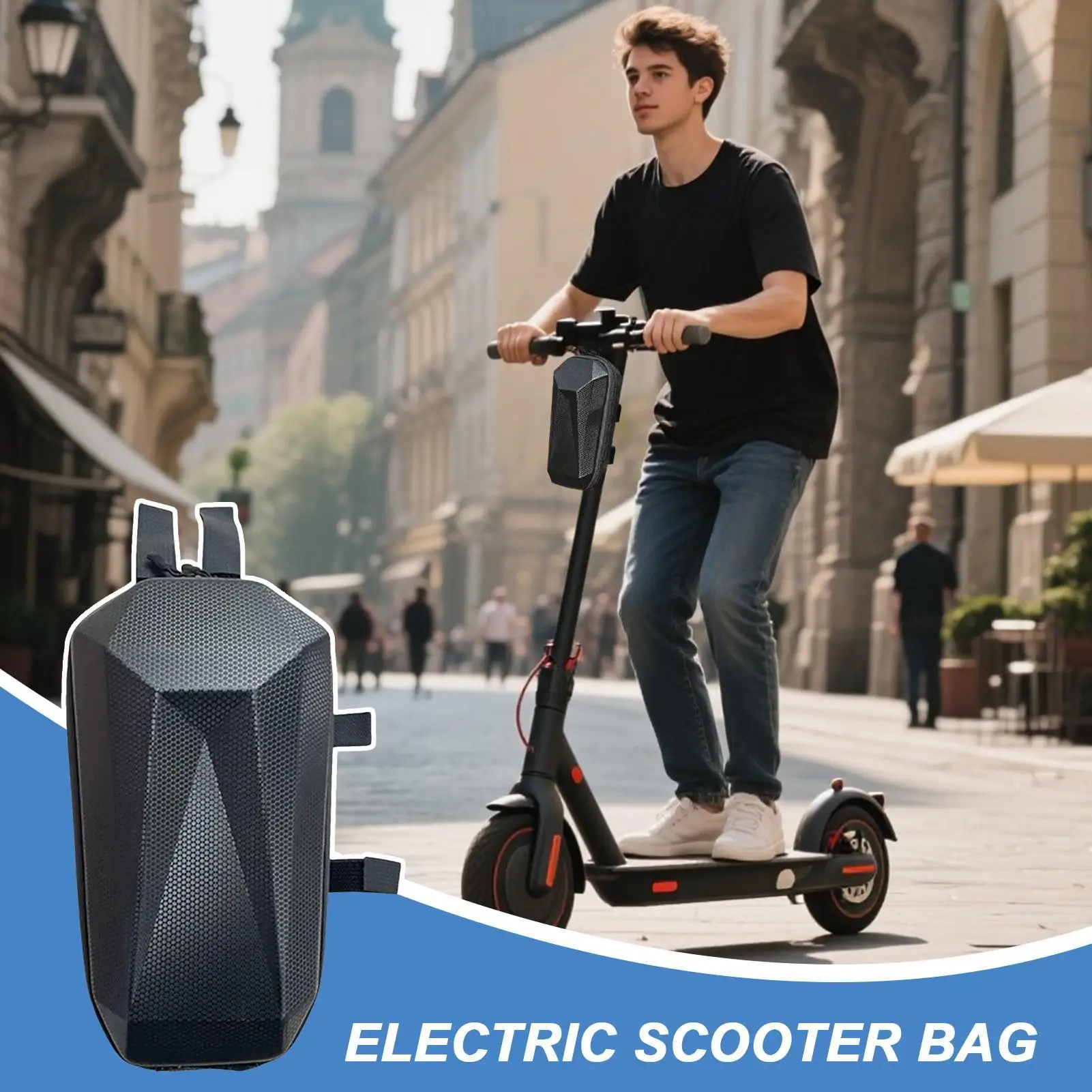 

Передняя сумка для скутера, большая вместительная всепогодная передняя сумка для скутера для хранения трехколесного велосипеда, велосипеда, ключей для телефона, бутылки с водой