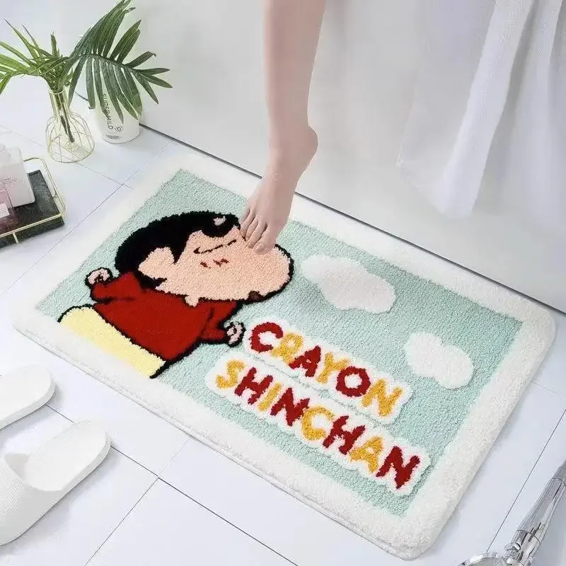 Crayon shin-chan tapete antiderrapante falso cashmere macio e confortável absorvente entrada tapete bonito casa decoração do quarto