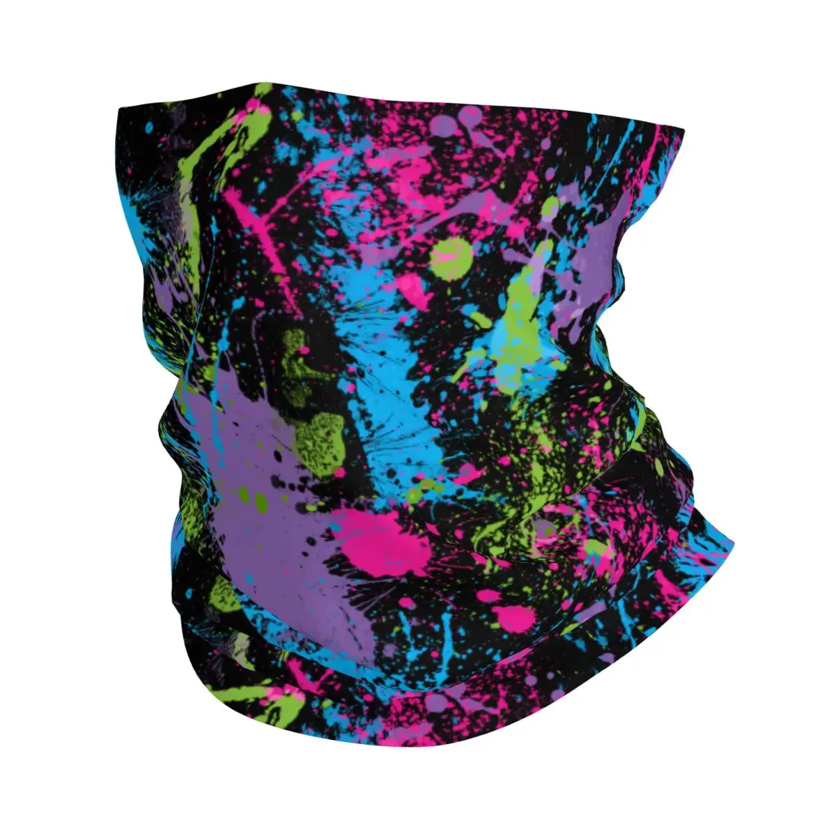 77d74aa5f16d60b5fe5b1bab92e2fb1b Thin Bandana Neck Gaiter Neon Splatter Wrap Scarf Headband Neck Cover