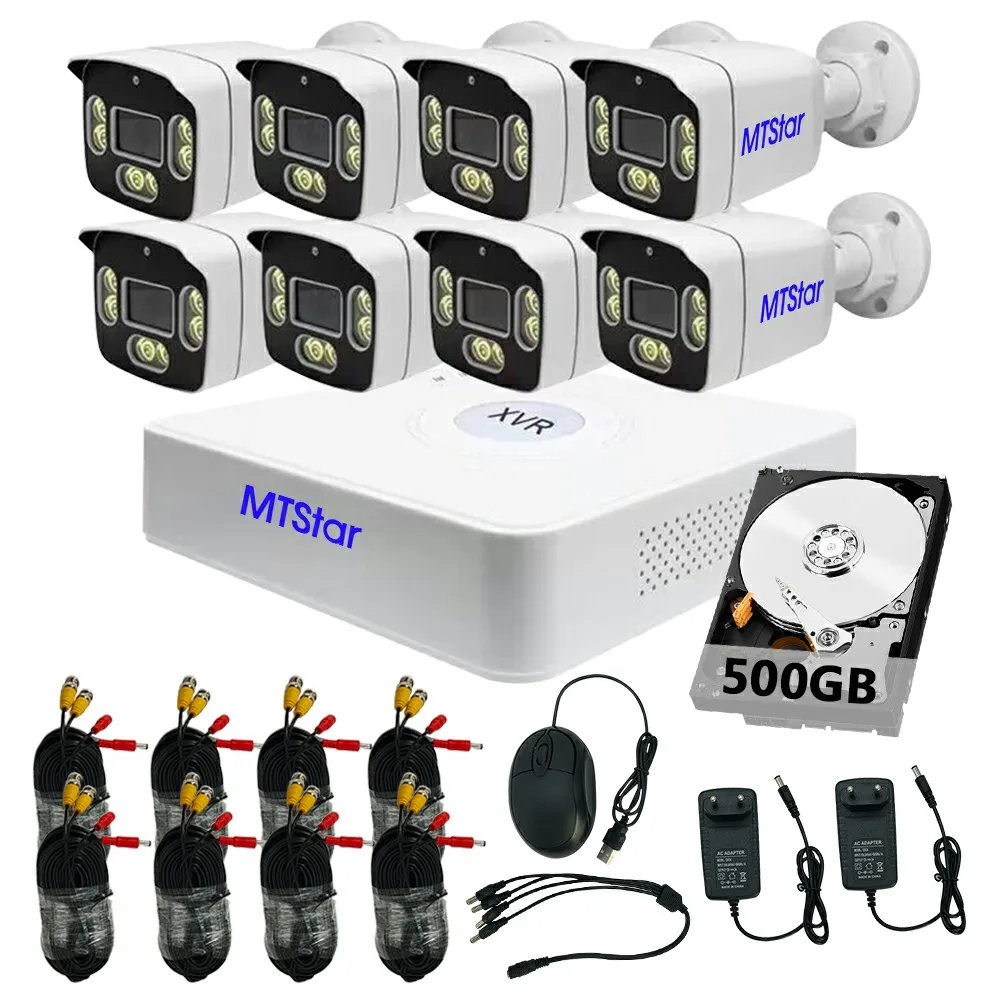 

MTStar 8-канальная беспроводная Wi-Fi 1080P PTZ-камера Комплекты IP66 Открытый цвет ночного видения H.265+ Камера обнаружения движения DVR CCTV P2P TSEye