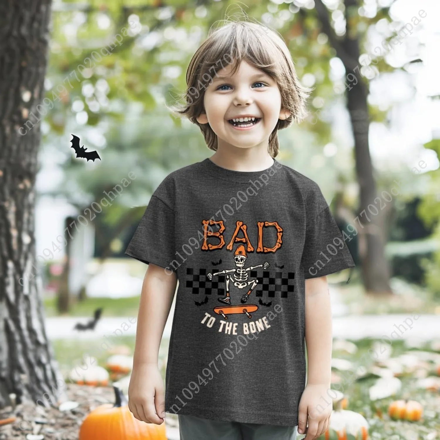 قميص الهالوين للأطفال الصغار من الأولاد والبنات، قمصان شبح اليقطين للأطفال بأكمام قصيرة #3