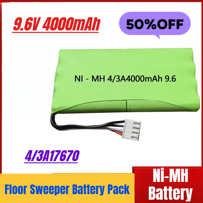 

Ni-MH Battery 4/3A17670 4000mAh 9.6V Floor Sweeper Battery Pack