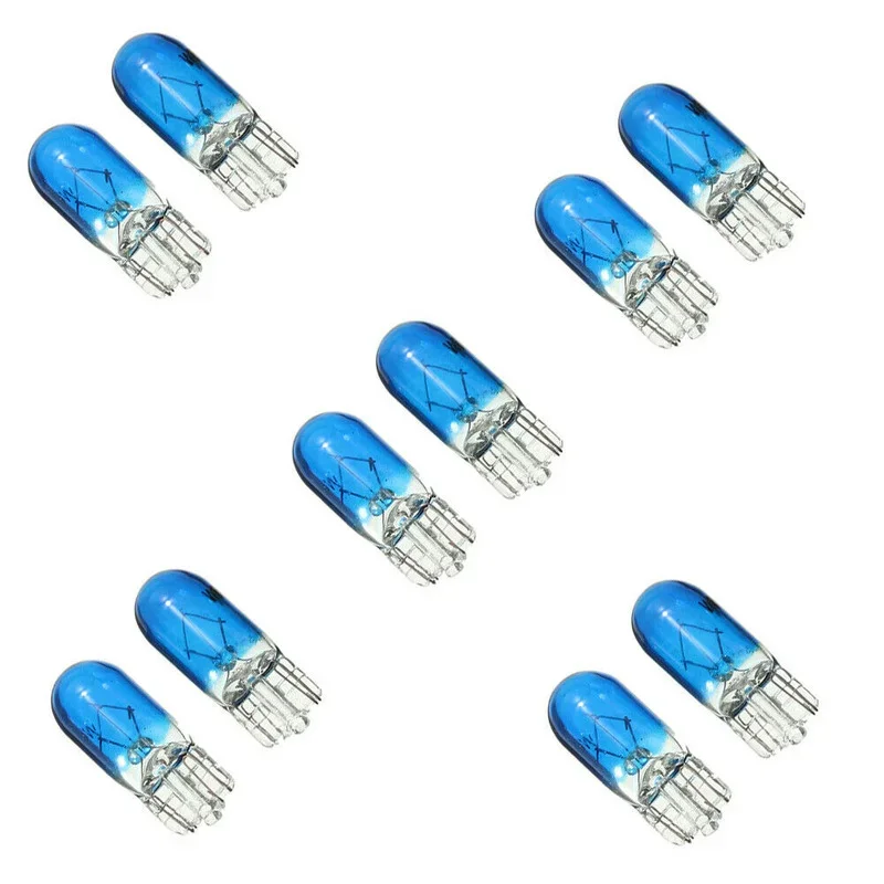 10Pcs T10 501 Blue Car Bulbs Dash Gauge Instrument Indicator Light Wedge Incandescent Lamp Bulbs Car Accessories Interior Parts