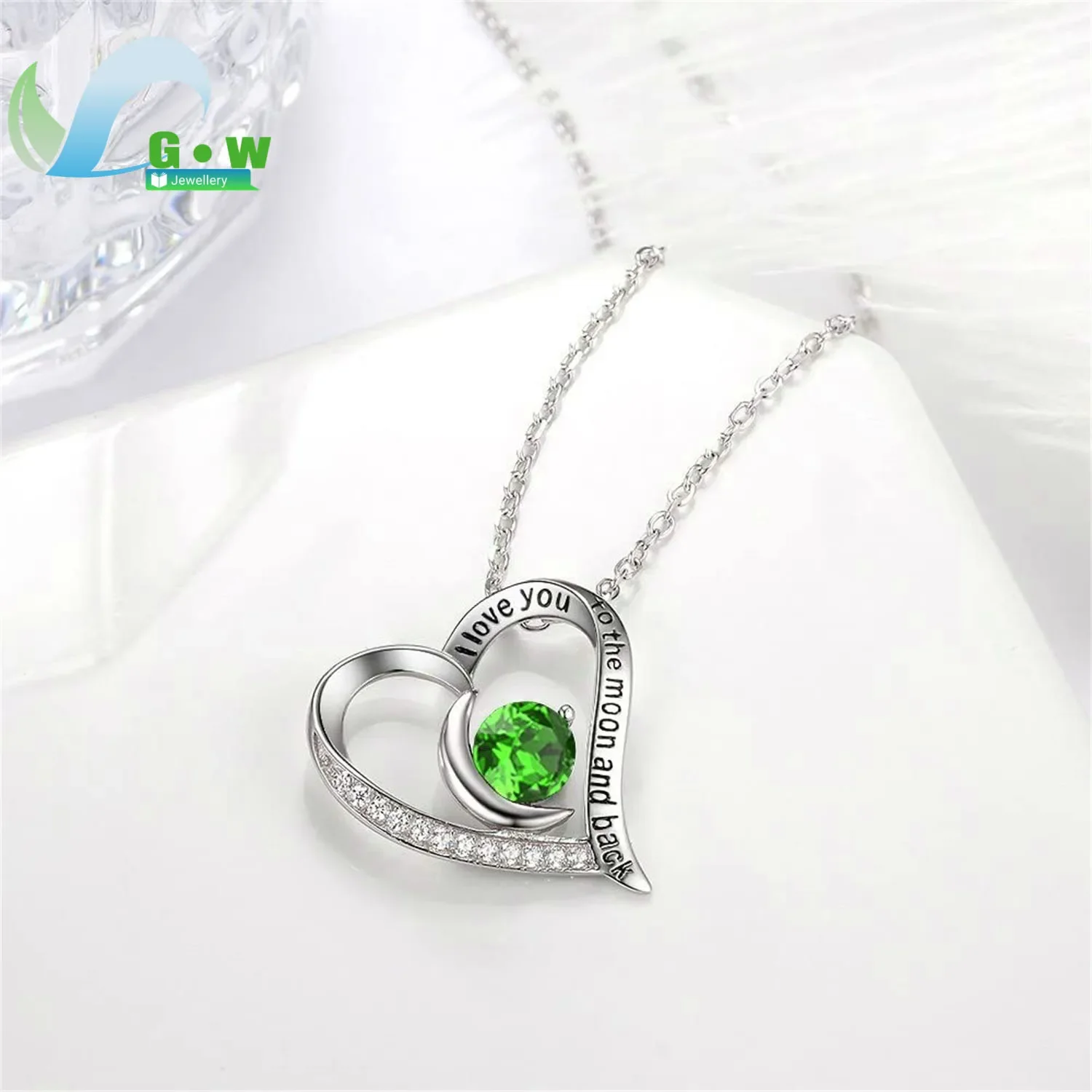 Colorful Gemstone Promise Necklace for Teen Girls Sweet Heart Pendant 925 Silver Charm Romantic Birthday Present Party Statement