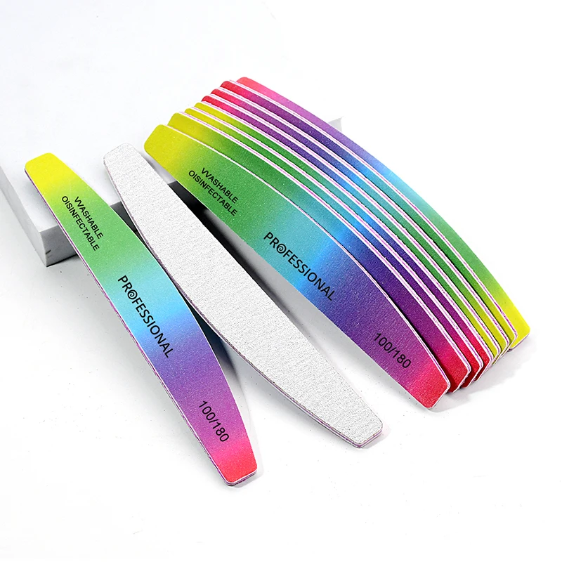 5/10pcs Rainbow Colorful Shiner Nail Art Sanding Files Pedicure Manicure Polish Washable Professional Nail Files Buffer Tools