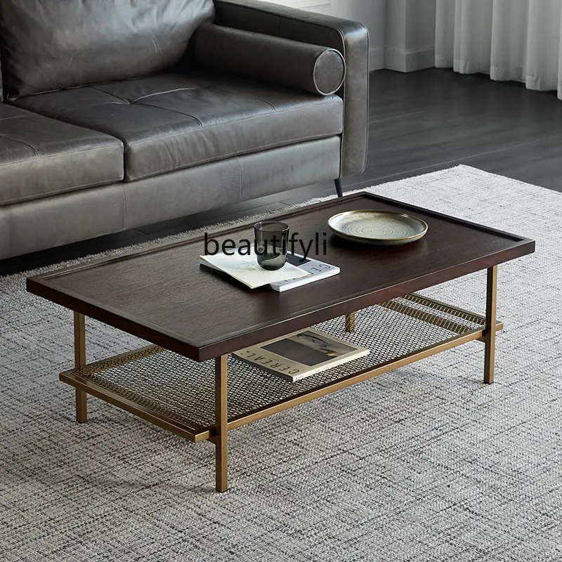 

zq Coffee Table Nordic Simple Retro Metallic Copper Mesh Coffee Table Living Room Small Apartment Tea Table