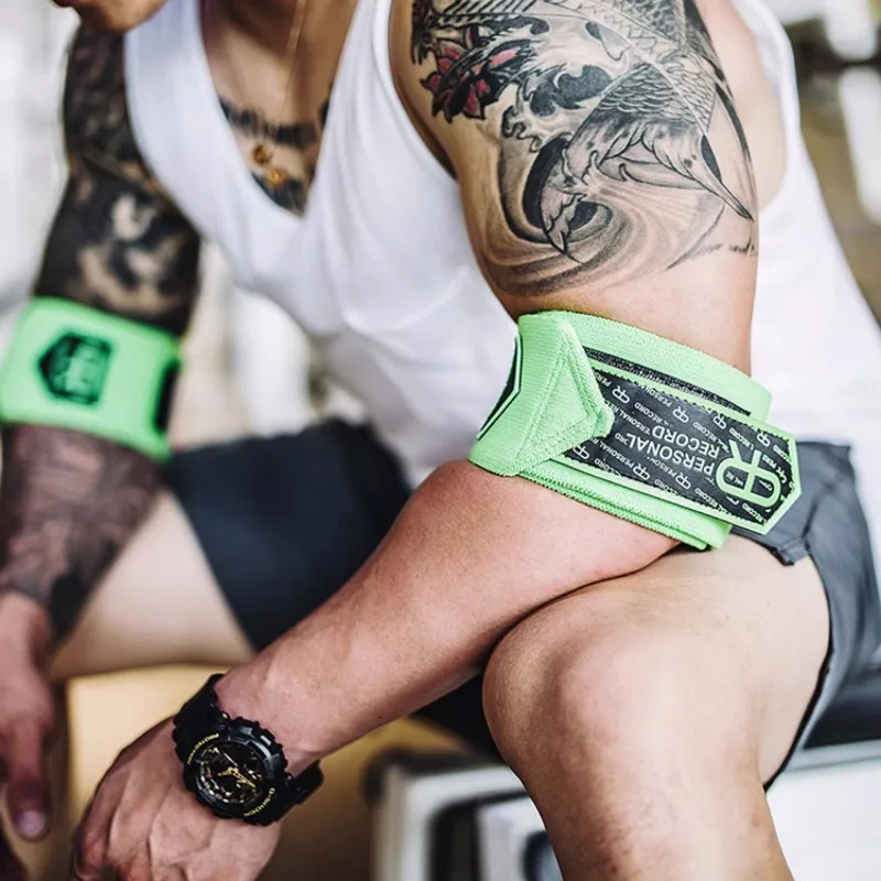 2-teilige Stärke-Ellenbogenbandagen für Gewichtheben, 90 cm, elastische Ellenbogenstütze und Kompression für Powerlifting, Cross-Workout-Ellenbogengurte – Detail 9