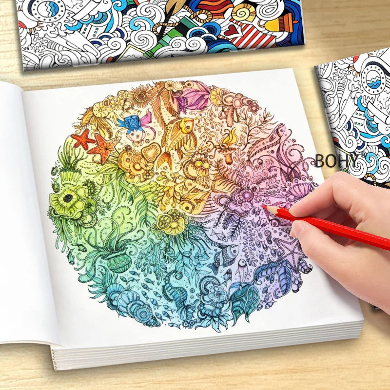 1 Adult Decompression Secret Garden Style Calming Coloring Book, Include 24 Pages of Theme Drafts, Wonderful Holiday Gifts