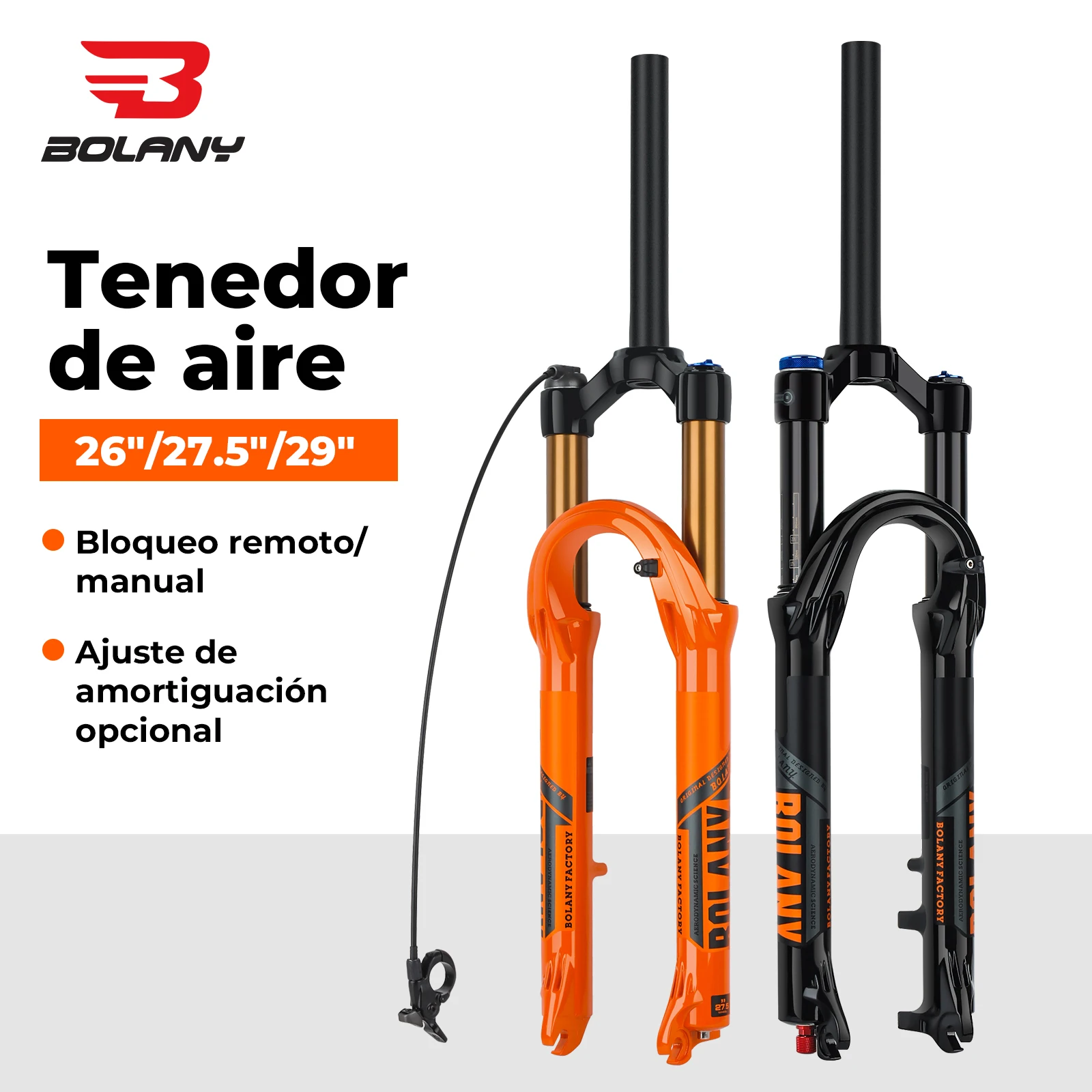 BOLANY Forcella pneumatica per bici da 27,5/29 pollici Sospensioni pneumatiche a olio Leggero in lega di magnesio a sgancio rapido Forcella per bicicletta da viaggio da 120 mm