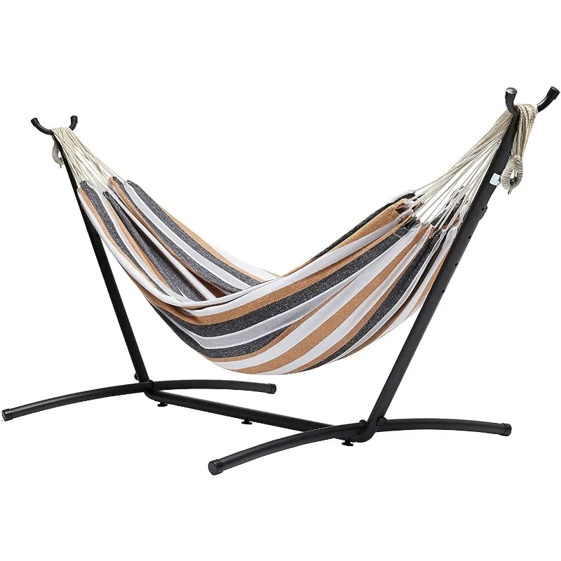 

Double Hammock with 9-Foot Space Saving Steel Stand and Carrying Case, 450 lb Capacity, Multi Color