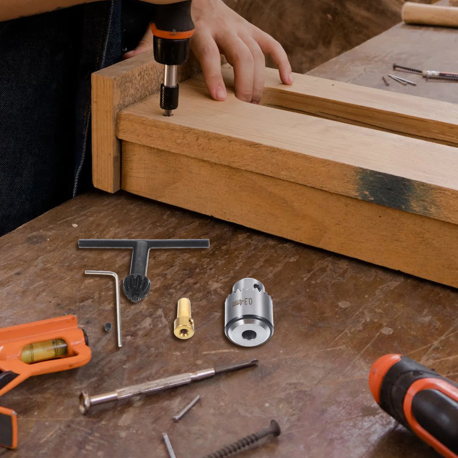 

4Pcs Professional Drill Chuck Set 0.3-4Mm Wear Resistant Chuck for Lathe Electric Tools with Key Silver