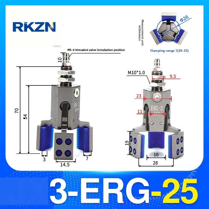 Mini-EHRG3 ERG3 Pneumatic 3-Jaw Gripper 25-60 With/Without Sensor Robot Manipulator Injection Molding Parts