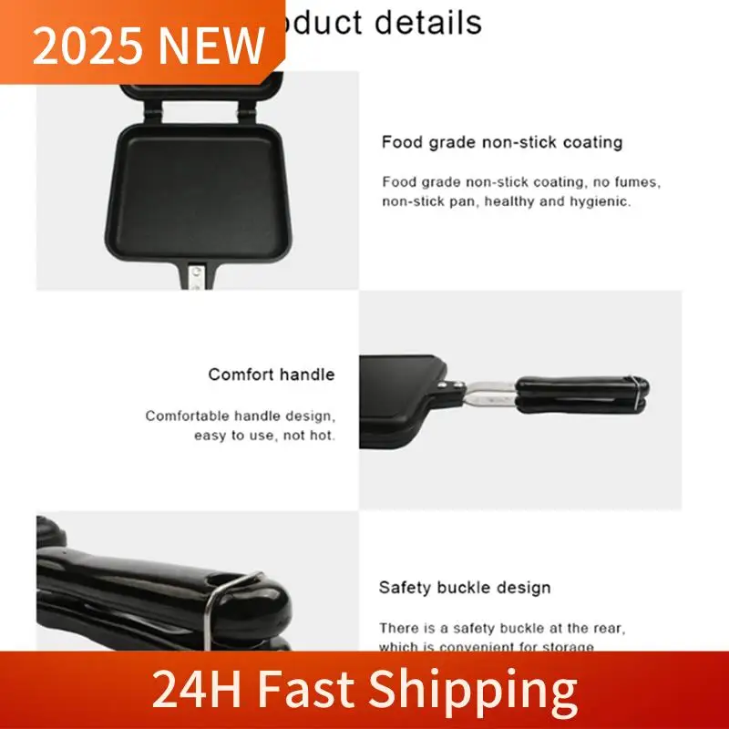 

Double-Sided Sandwich Pan Sandwich Pan Storage Bag Non-Stick Foldable Grill Frying Pan Hotdog For Bread Toast Breakfast Machine