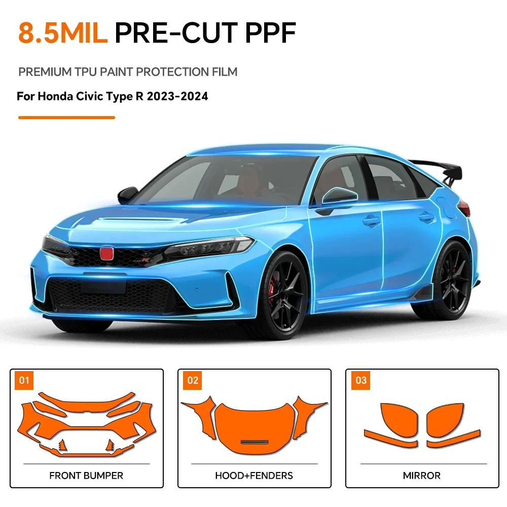 TPU For Honda Civic Type R 2023 2024 2025 Paint Protection Film Car Body Sticker Anti-scratch Protective Transparent PPF