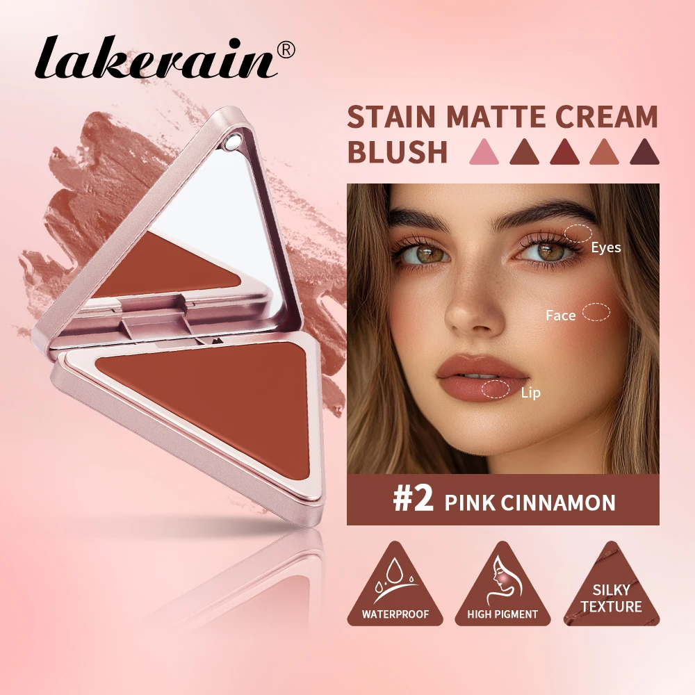 Lakerain Stain Matte Cream Blush Long Lasting Natural Makeup Effect Silky Texture Blusher Waterproof High Pigment Face Cosmetics