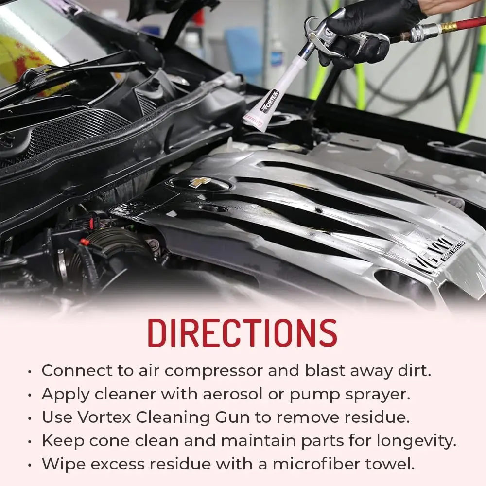 Pistola de limpeza de ar Vortex II - Ferramenta profissional de detalhamento automático para limpeza profunda de interiores e externos com com compressor