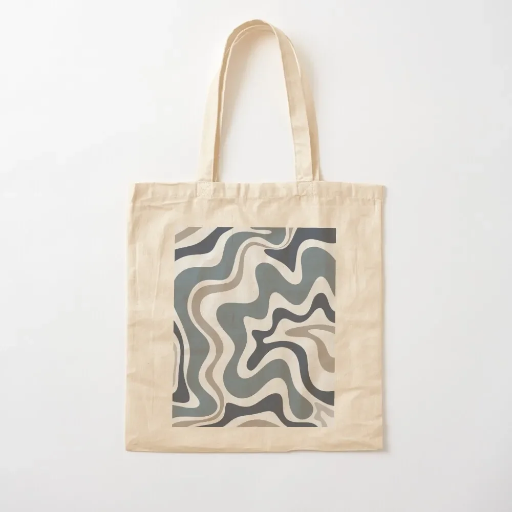 

Liquid Swirl Contemporary Abstract in Neutral Blue Grey on Nearly White Tote Bag tote bags men Canvas bag Tote Bag