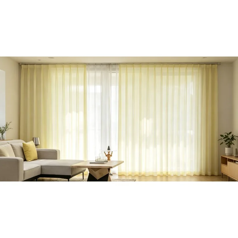 Simple Light Yellow Velvet Fabric, Translucent But Not Transparent, Curtains for Living Room, Bedroom, Balcony
