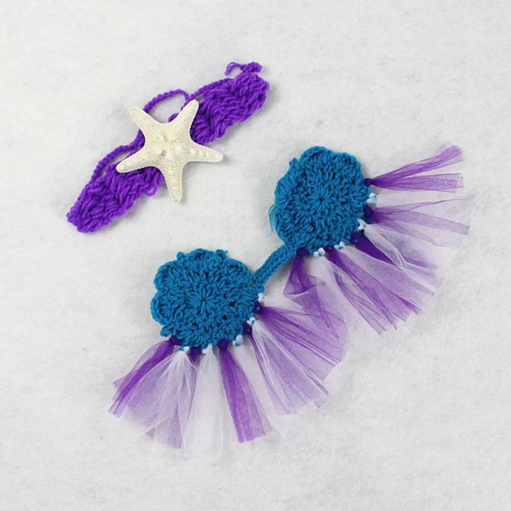 

1 Set Newborn Mermaid Tail Photography Prop Costume High Quality Knitting Crochet Outfit For Infant Photo Session Perfect