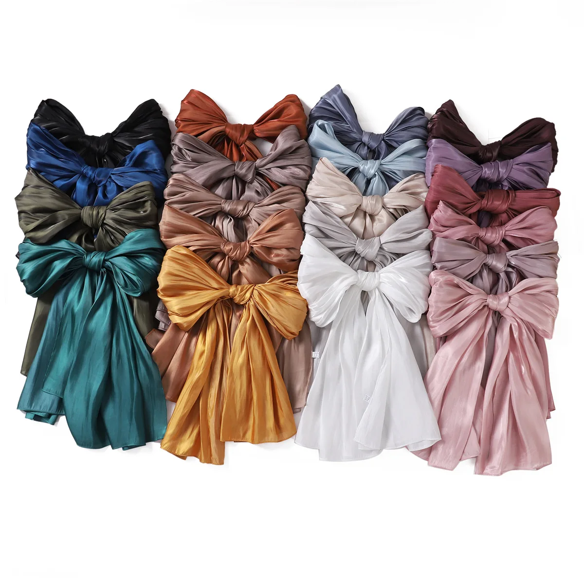 New Summer Shiny Satin Women Scarf Girls Solid Color Sunscreen Scarves Soft Foulard Shawl Casual Autumn Female Wrap Shawls