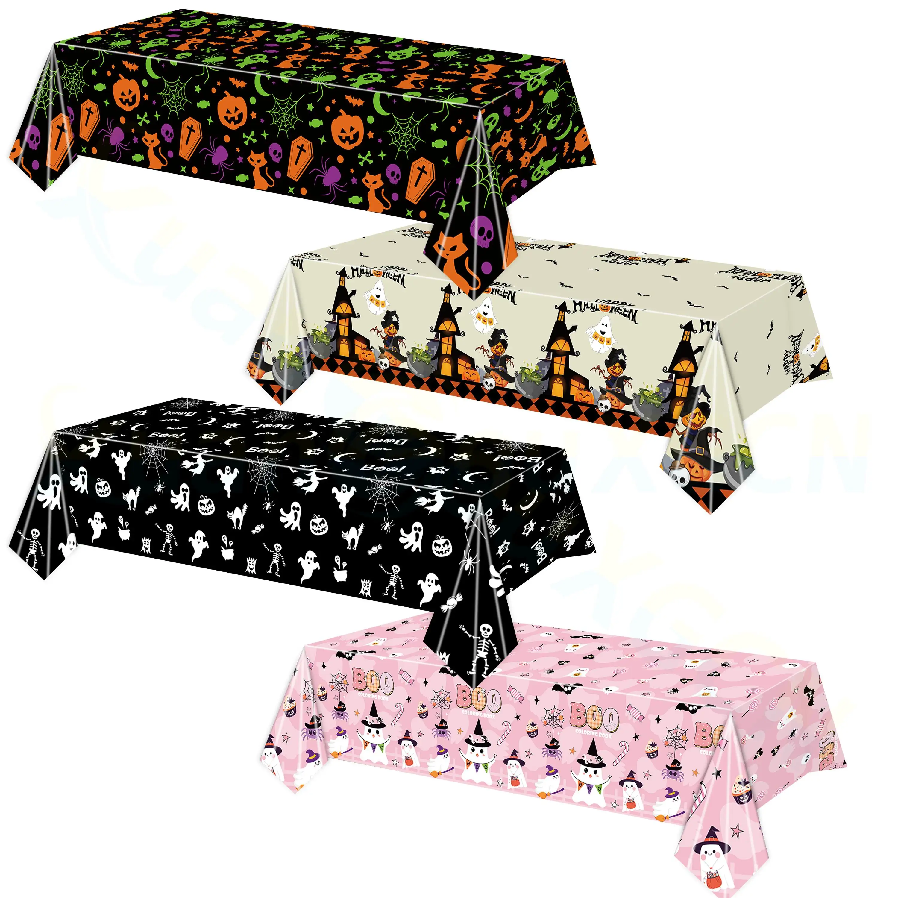 274x137cm Halloween Tablecloth Pumpkin Skull Print Disposable Table Cover Halloween Party Decoration Table Cloth