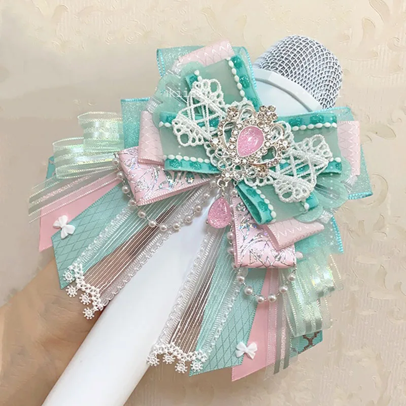 Pure Handmade Lolita Bowtie Crystal Ribbon Jewelry Accessories Gifts Women's Dress Shirts Sweater Pins Concert Hand Lamp Bowkont