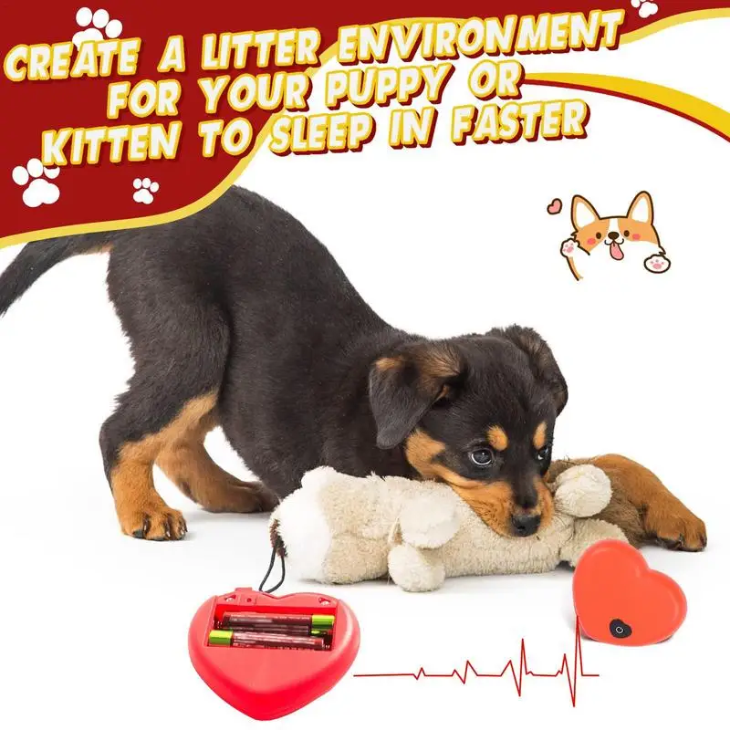 Plush Heartbeat Puppy Behavioral Training Toy Plush Pet Snuggle Anxiety Relief Sleep Aid Doll Durable Dog Chew Toys For Chewers