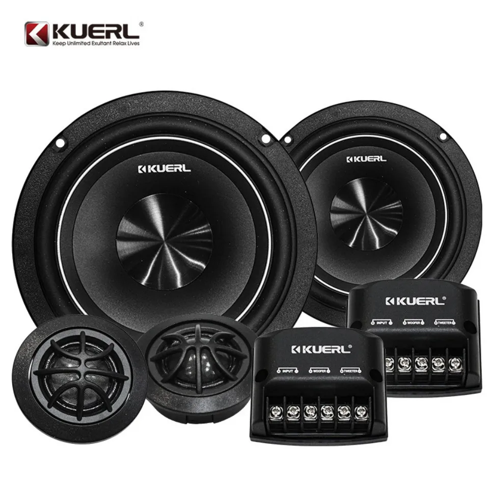 

6.5-inch 2-way Component Speaker Set for Car Front Door Audio System Upgrade 40W-160W 12V 4Ω 60Hz-20kHz With Tweeter*2 Woofer*2