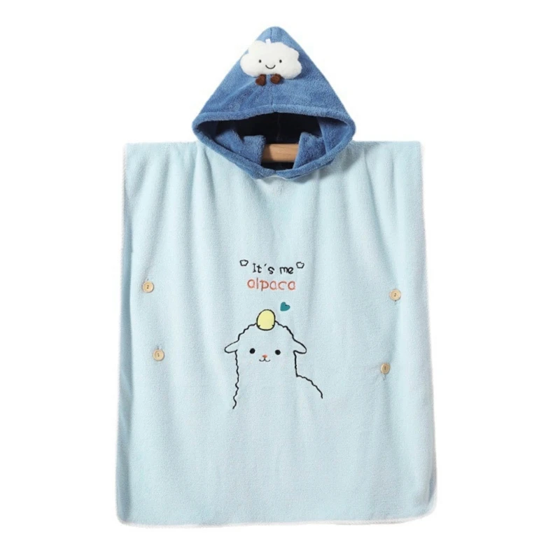 Cartoon Hooded Bath Towel Poncho for Kids Soft Baby Towel Wrap Absorbent Toddler Bathrobe Towel Hooded Blanket Newborn