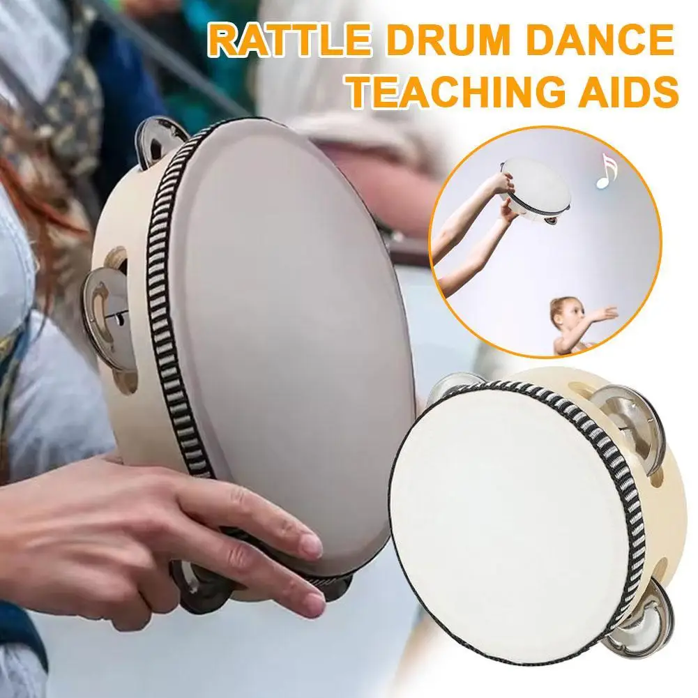

1Pc Wooden Tambourine 6 Inch Beige Rim With Metal Jingles Musical Educational Percussion Instrument Wooden Dance Teaching Aids