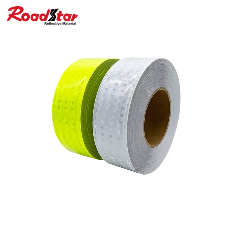 Roadstar 5cm Width Shining Small Square Prismatic Reflective PVC Tape Warning Tape Sew on Protective Clothes Bag Reflector