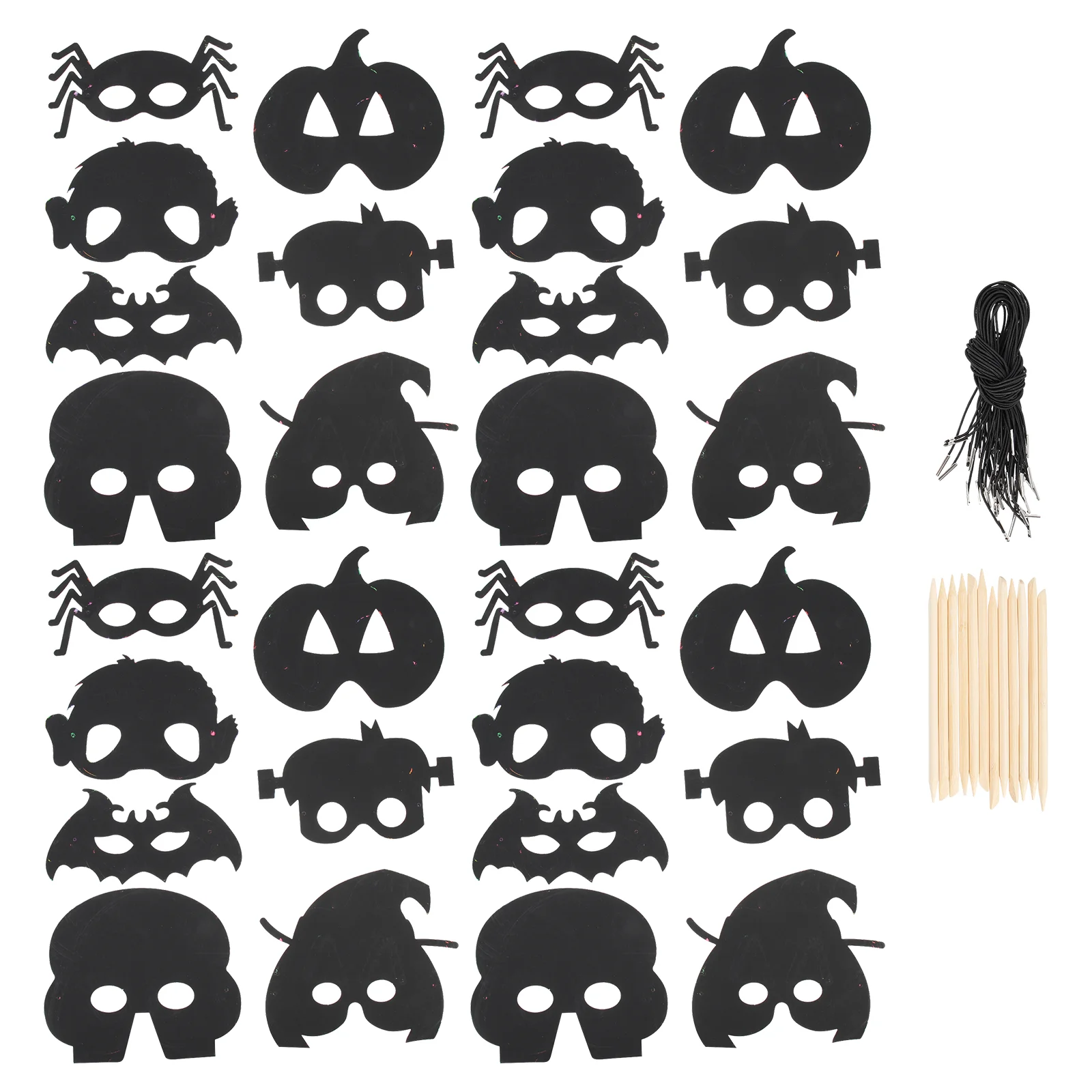 

28 Pcs Decor Mask Scratch Painting DIY Supplies Crafts Colorful Small Paper Halloween Party Children
