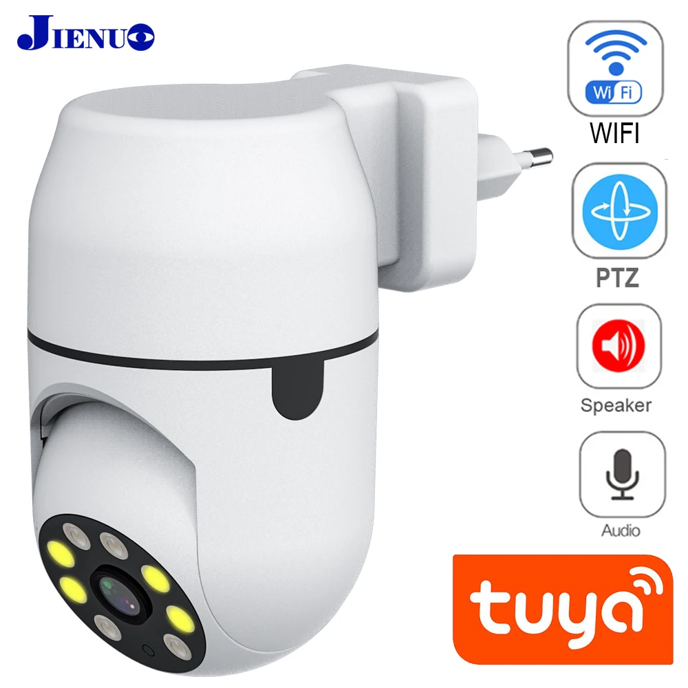 JIENUO Tuya IP Camera Wireless PTZ Auto Tracking Cctv Security Surveillance Smart Cloud Color IR Night Vision Wifi HD Home Cam