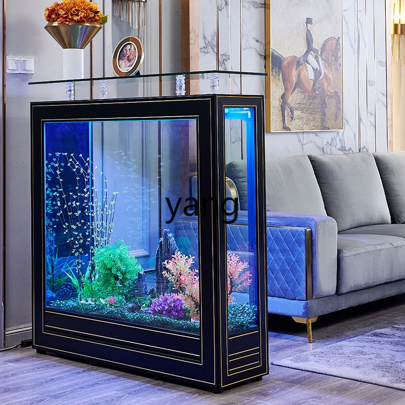 Yhl Living Room Home Family Medium and Large Glass Floor Ecological Aquarium Partition Screens